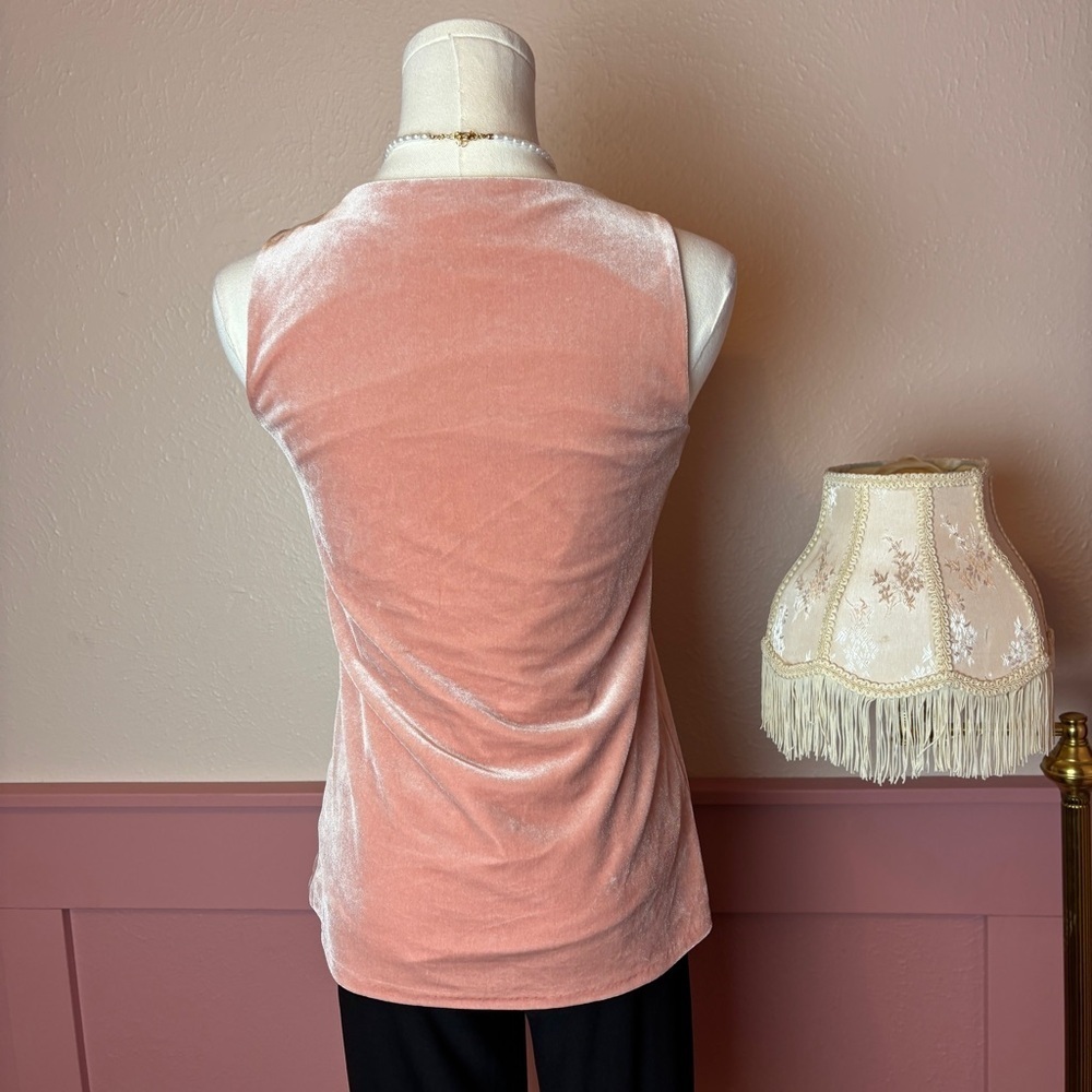 velour peachy pink blouse  white house black market sz xxs office holiday women - Picture 3 of 9